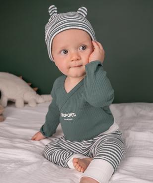 Ensemble naissance évolutif 3 pièces bébé : body, pantalon, bonnet vue6 - GEMO 4G BEBE - GEMO