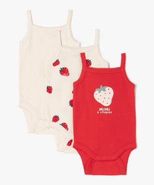 Body à bretelles à motifs fraises bébé (lot de 3) vue1 - GEMO 4G BEBE - GEMO