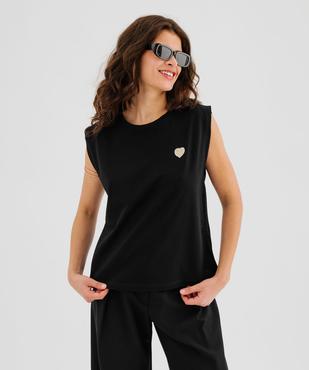 Débardeur femme en jersey de coton à broderie cœur femme vue1 - GEMO(FEMME PAP) - GEMO
