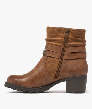 Boots femme zippées à talon carré et semelle crantée col plissé vue3 - EMILIA ROSA - GEMO