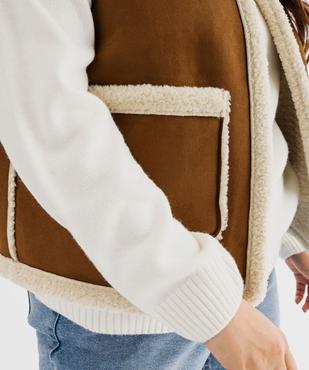 Veste sans manches en suédine et doublure sherpa femme grande taille vue2 - GEMO (G TAILLE) - GEMO