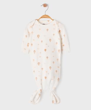 Body combinaison à nouer avec manchettes rabattables bébé vue1 - GEMO 4G BEBE - GEMO
