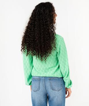 Tee-shirt manches longues en maille ajourée femme vue3 - GEMO 4G FEMME - GEMO