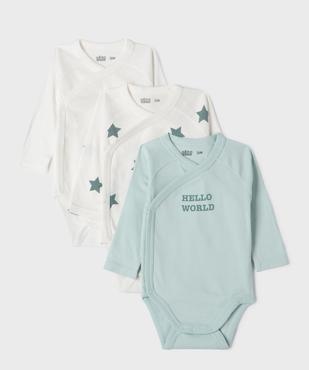 Body manches longues fermeture devant bébé (lot de 3) vue1 - GEMO 4G BEBE - GEMO