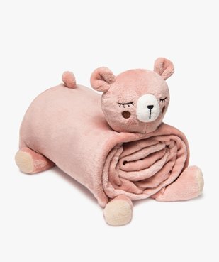 Plaid bébé fille uni avec enveloppe doudou 2 en 1 vue1 - GEMO - GEMO