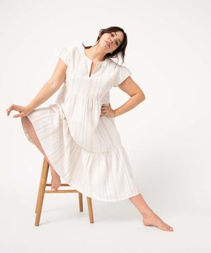 Robe femme grande taille à manches courtes col V et volant vue1 - GEMO (G TAILLE) - GEMO