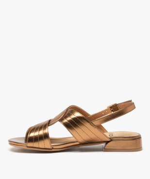 Sandales femme à talon plat et larges brides croisées vue3 - GEMO (CASUAL) - GEMO