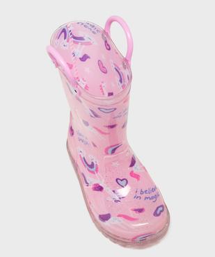 Bottes de pluie imperméables à motifs fantaisie, paillettes et semelle crantée fille - Lovely Wings vue5 - LOVELY WINGS - GEMO