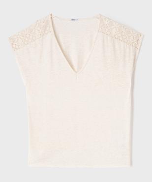 Tee-shirt à paillettes avec épaules brodées femme grande taille vue1 - GEMO (G TAILLE) - GEMO
