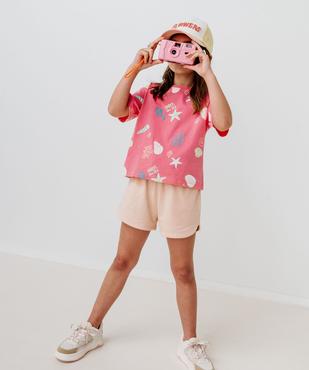 Short en maille French Terry avec taille élastique fille vue6 - GEMO 4G FILLE - GEMO