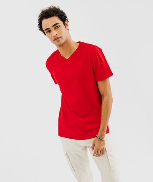 Tee-shirt à manches courtes et col V homme vue1 - GEMO 4G HOMME - GEMO