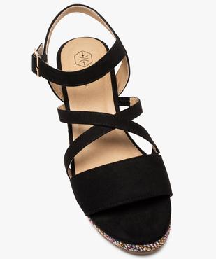 Sandales femme compensées en suédine et semelle colorée vue5 - GEMO (CASUAL) - GEMO