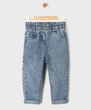 Jean délavé avec ceinture élastique bébé fille vue1 - GEMO(BEBE DEBT) - GEMO