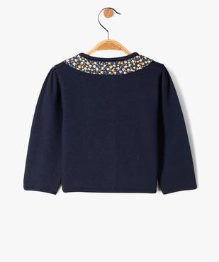 Gilet boutonné avec col claudine fleuri bébé fille vue3 - GEMO(BEBE DEBT) - GEMO