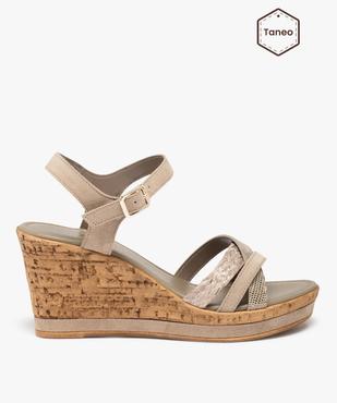 Sandales femme à talon compensé et brides cuir - Tanéo  vue1 - TANEO - GEMO