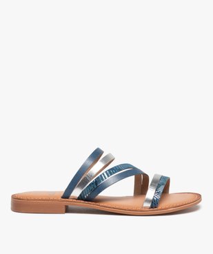 Mules femme à fines brides fantaisie en cuir vue1 - GEMO (CASUAL) - GEMO