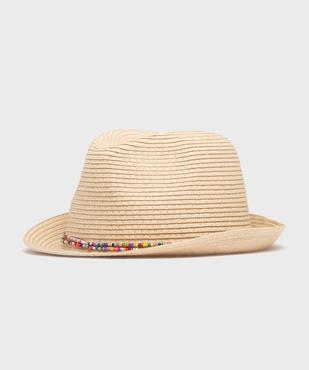 Chapeau de paille trilby avec rubans de perles femme vue1 - GEMO (ACCESS) - GEMO