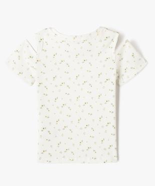 Tee-shirt manches courtes à motifs fleuris avec épaules dénudées fille vue3 - GEMO (ENFANT) - GEMO