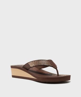 Tongs de plage à strass à talon compensé femme - Isotoner vue2 - ISOTONER - GEMO