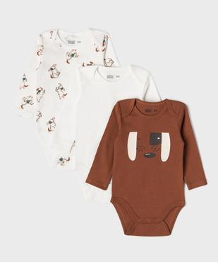 Bodies à manches longues motifs chiens bébé garçon vue1 - GEMO 4G BEBE - GEMO