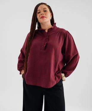 Blouse manches longues avec col victorien à volants femme grande taille vue1 - GEMO (G TAILLE) - GEMO