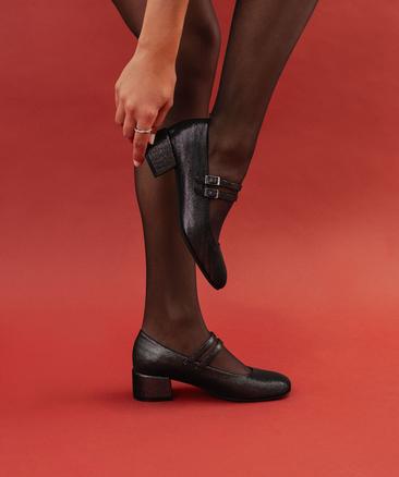 Escarpins pailletés bout carré femme