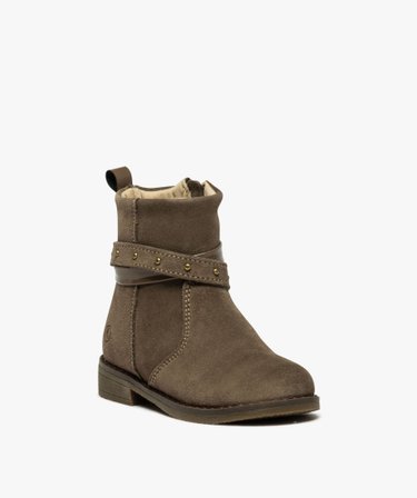 Bottillons Fille En Cuir Noir VIRONA - Pointure 31 - Fermeture Velcro - Doublure Molleton - Neuf