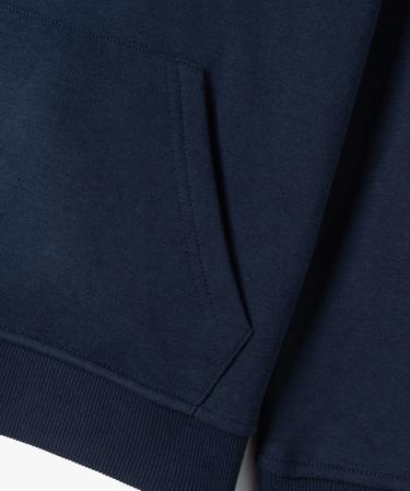 HUGO - Sweat à capuche en molleton de coton avec étiquette logo bleue