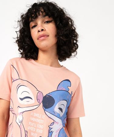 Tee-shirt oversize avec motif Stitch femme - Disney rose | GEMO