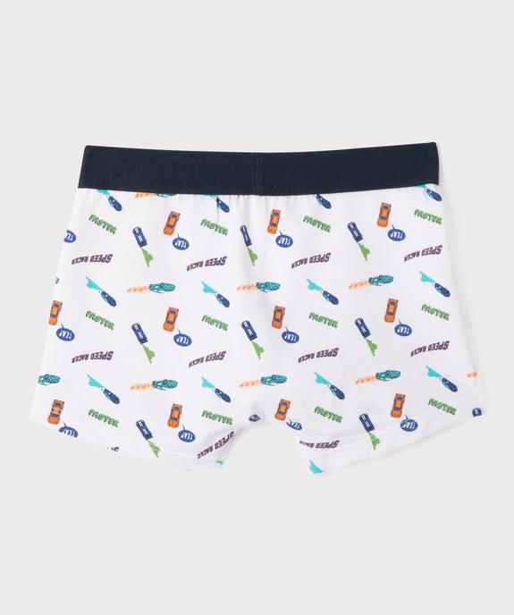 Boxers en coton stretch uni et motifs voitures garçon (lot de 2) vue3 - GEMO 4G GARCON - GEMO