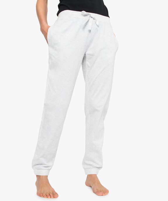 Pantalon de pyjama avec bas resserré et nœud en satin vue1 - GEMO(HOMWR FEM) - GEMO