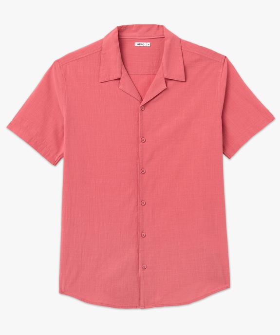 Chemise à manches courtes avec col cubain en coton froissé homme vue4 - GEMO (HOMME) - GEMO
