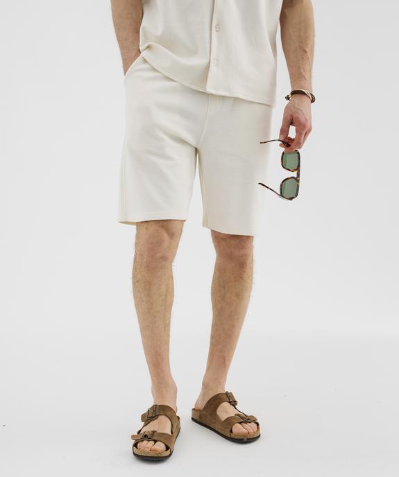 Bermuda en maille de coton texturée homme vue1 - GEMO 4G HOMME - GEMO