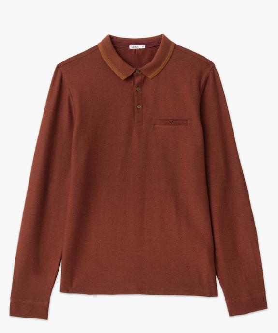 Polo homme à manches longues avec finitions contrastantes vue4 - GEMO (HOMME) - GEMO