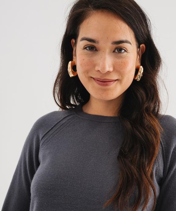 Pull col rond en maille fine femme vue3 - GEMO(FEMME PAP) - GEMO