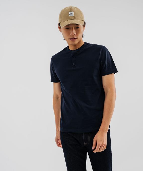 Tee-shirt manches courtes col tunisien homme vue1 - GEMO 4G HOMME - GEMO