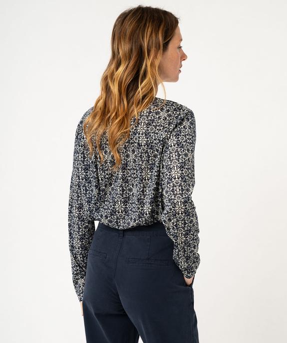 Tee-shirt à manches longues imprimé avec col boutonné femme vue3 - GEMO 4G FEMME - GEMO