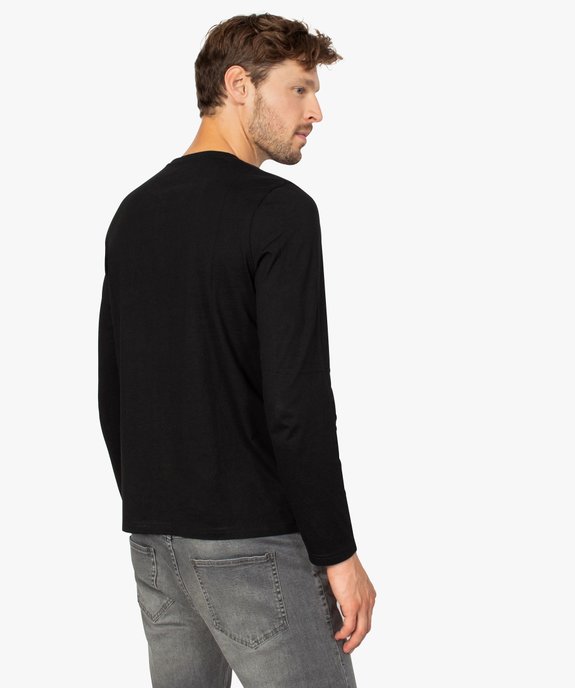 Tee-shirt homme à manches longues et col tunisien vue3 - GEMO 4G HOMME - GEMO