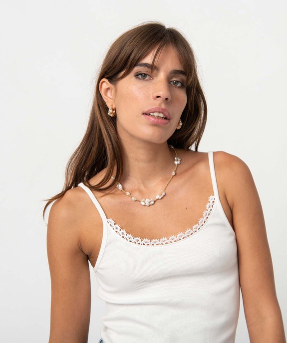 Débardeur femme à fines bretelles et col dentelle vue2 - GEMO(FEMME PAP) - GEMO
