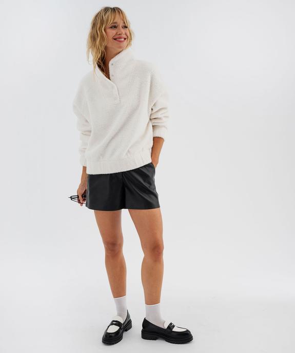 Sweat oversize en maille bouclette avec col montant femme vue4 - GEMO(FEMME PAP) - GEMO