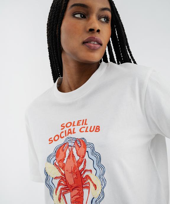 Tee-shirt manches courtes coupe ample avec motif sur l’avant femme vue2 - GEMO 4G FEMME - GEMO