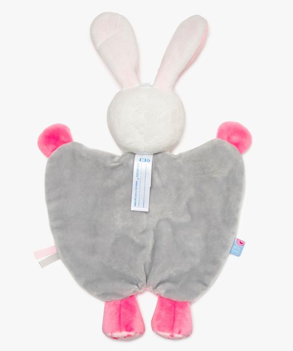 Doudou bébé fille forme lapin avec attache tétine - Sucre d’Orge vue2 - SUCRE D'ORGE - GEMO