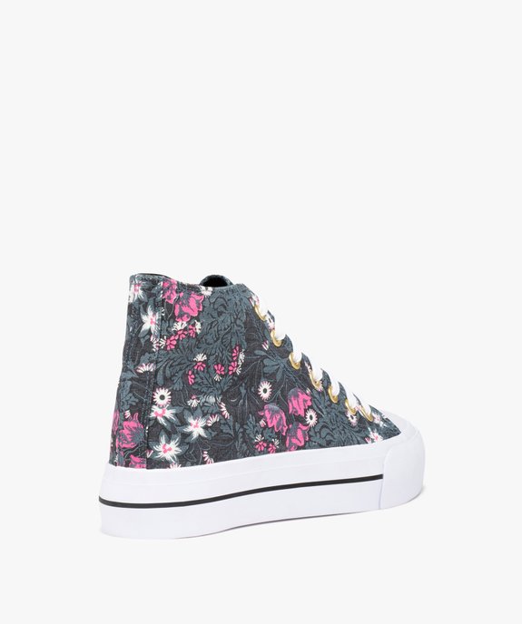 Baskets femme mid-cut en toile imprimé fleurs vue5 - GEMO 4G FEMME - GEMO