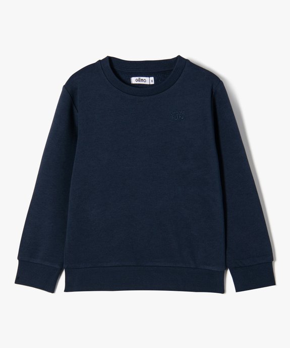 Sweat uni avec broderie poitrine garçon vue2 - GEMO (ENFANT) - GEMO