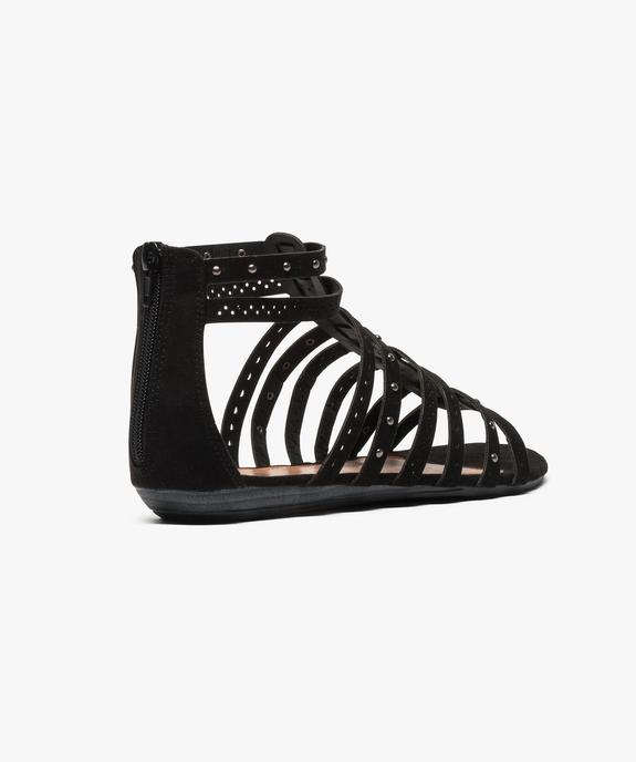 Sandales femme spartiates avec clous métalliques et talon zippé vue4 - GEMO (CASUAL) - GEMO