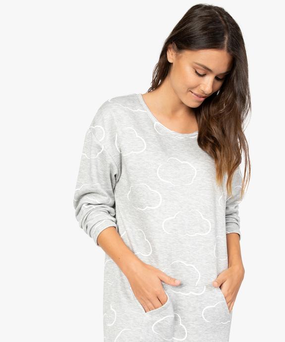 Chemise de nuit femme en maille chaude à manches longues vue2 - GEMO(HOMWR FEM) - GEMO