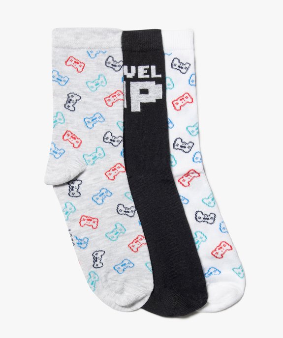 Chaussettes garçon tige haute motif jeu vidéo (lot de 3) vue1 - GEMO (ENFANT) - GEMO
