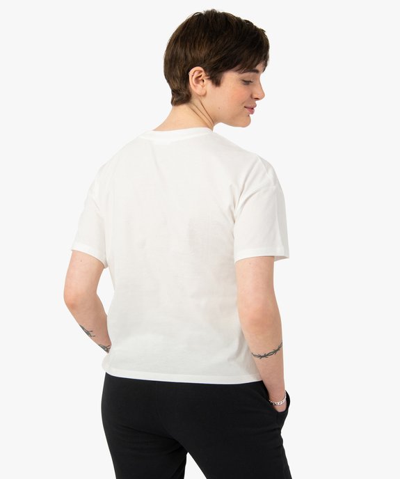 Tee-shirt femme à manches courtes avec motif vue3 - GEMO(FEMME PAP) - GEMO