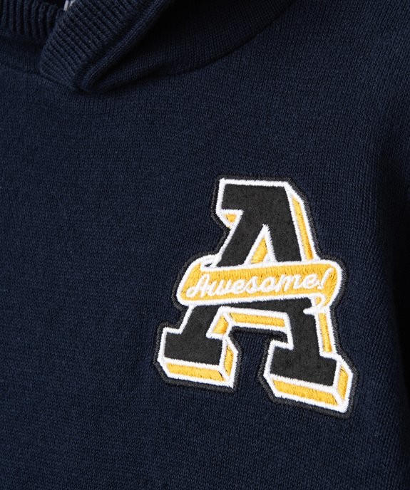 Pull en coton à capuche avec broderie poitrine garçon vue2 - GEMO (ENFANT) - GEMO