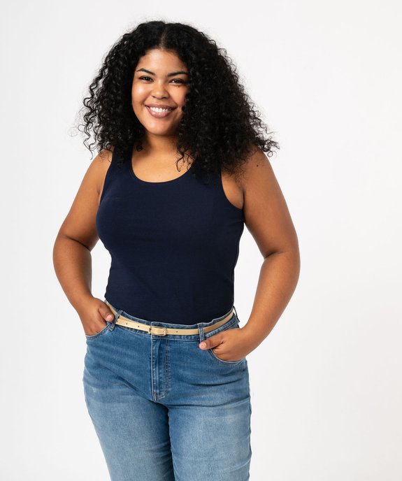 Débardeur femme grande taille uni en coton extensible vue1 - GEMO 4G GT - GEMO